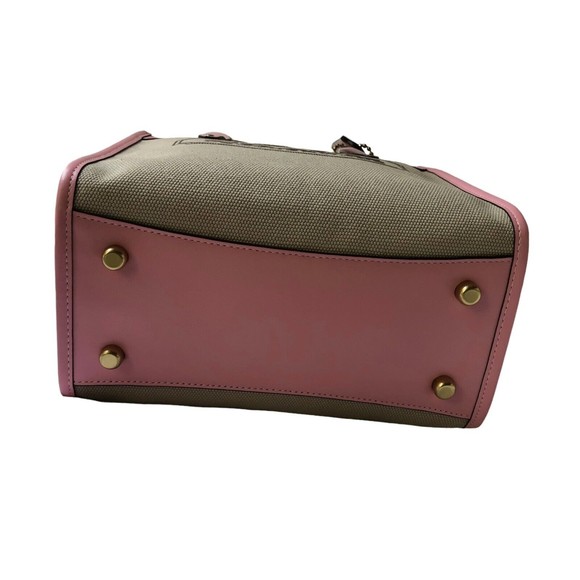 Coach Field 22 Logo ColorBlock Natural Canvas Tote Crossbody Bag Pink New - Picture 8 of 10